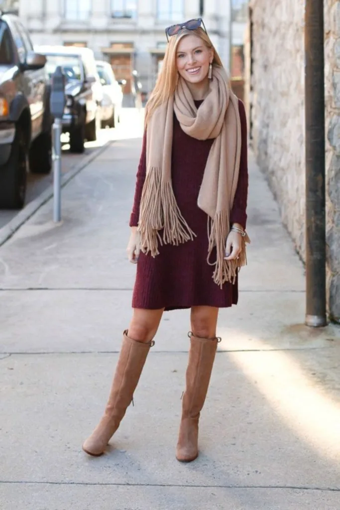 Fit-and-Flare Sweater Dress