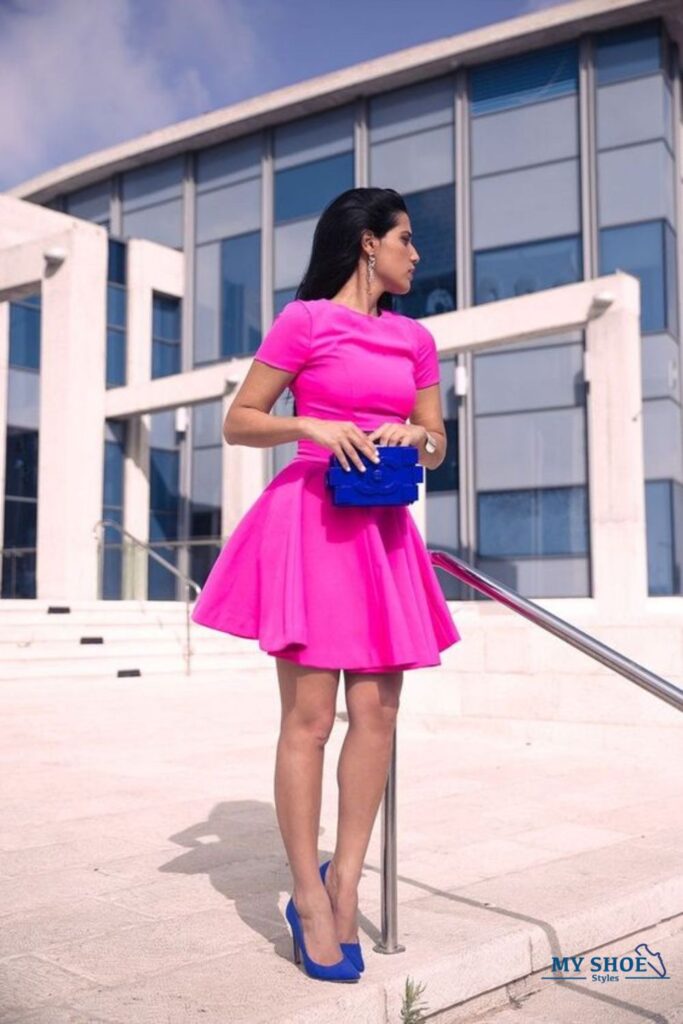Royal Blue Shoes with a Hot Pink Dress