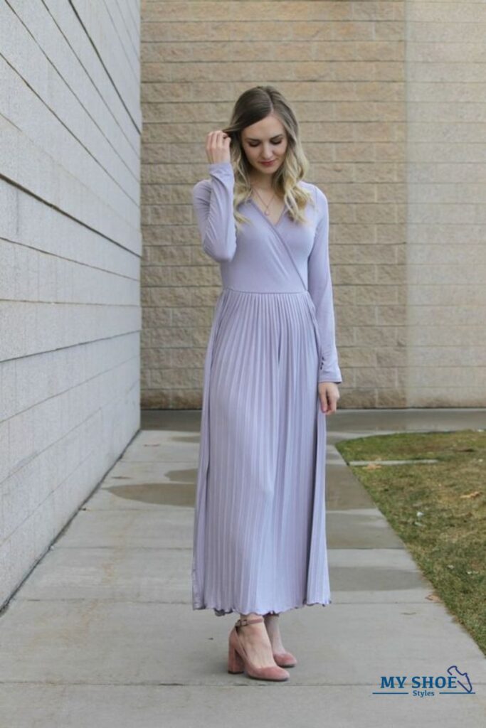 Suede Pumps with maxi dress