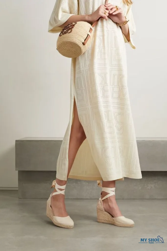 Espadrilles with long sweater dress