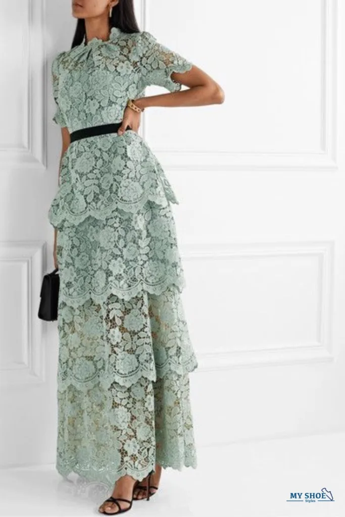 Lace-Trimmed Mint Green Cocktail Dress