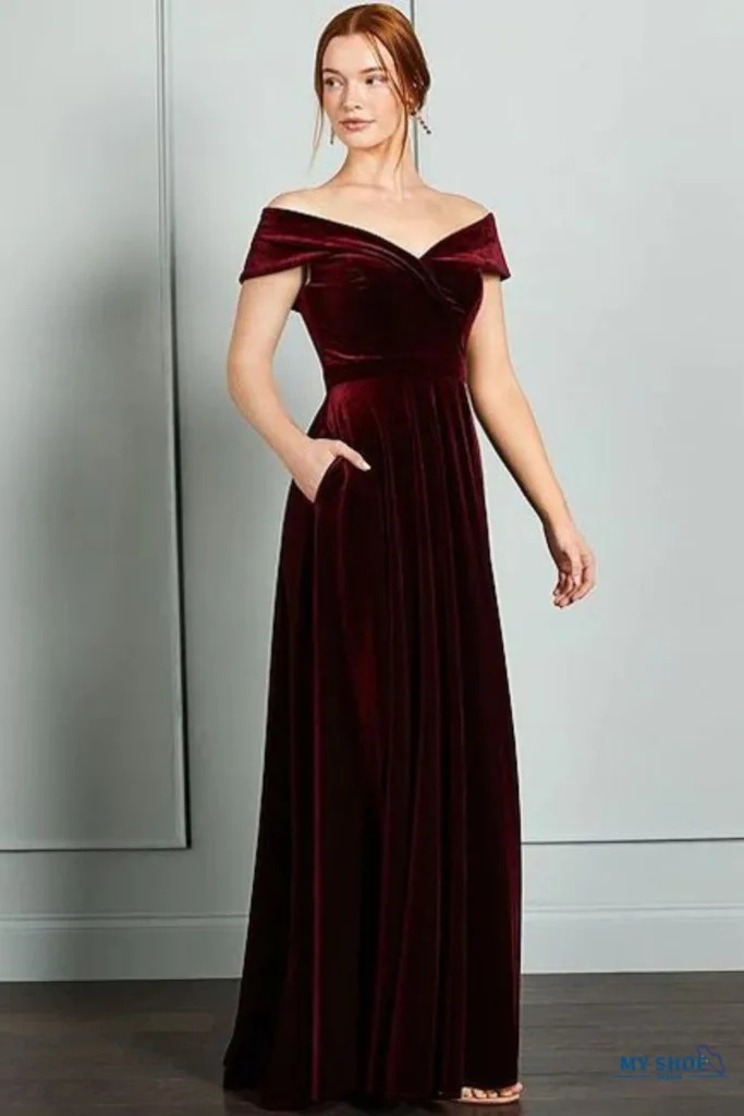 Off-Shoulder Velvet Gown