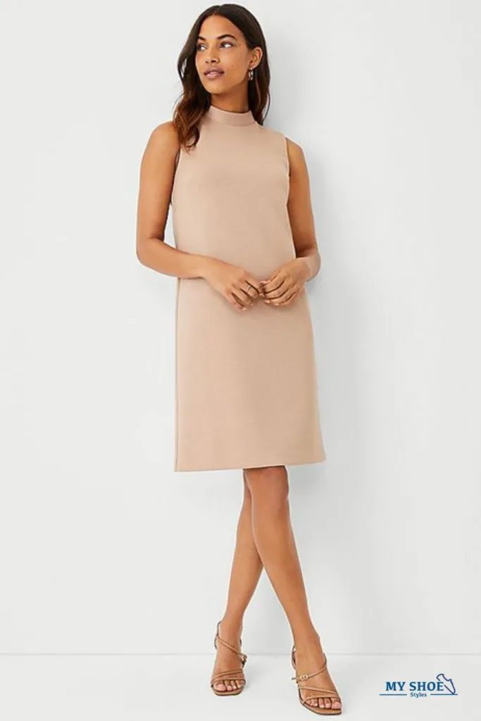 Structured Taupe Shift Dress